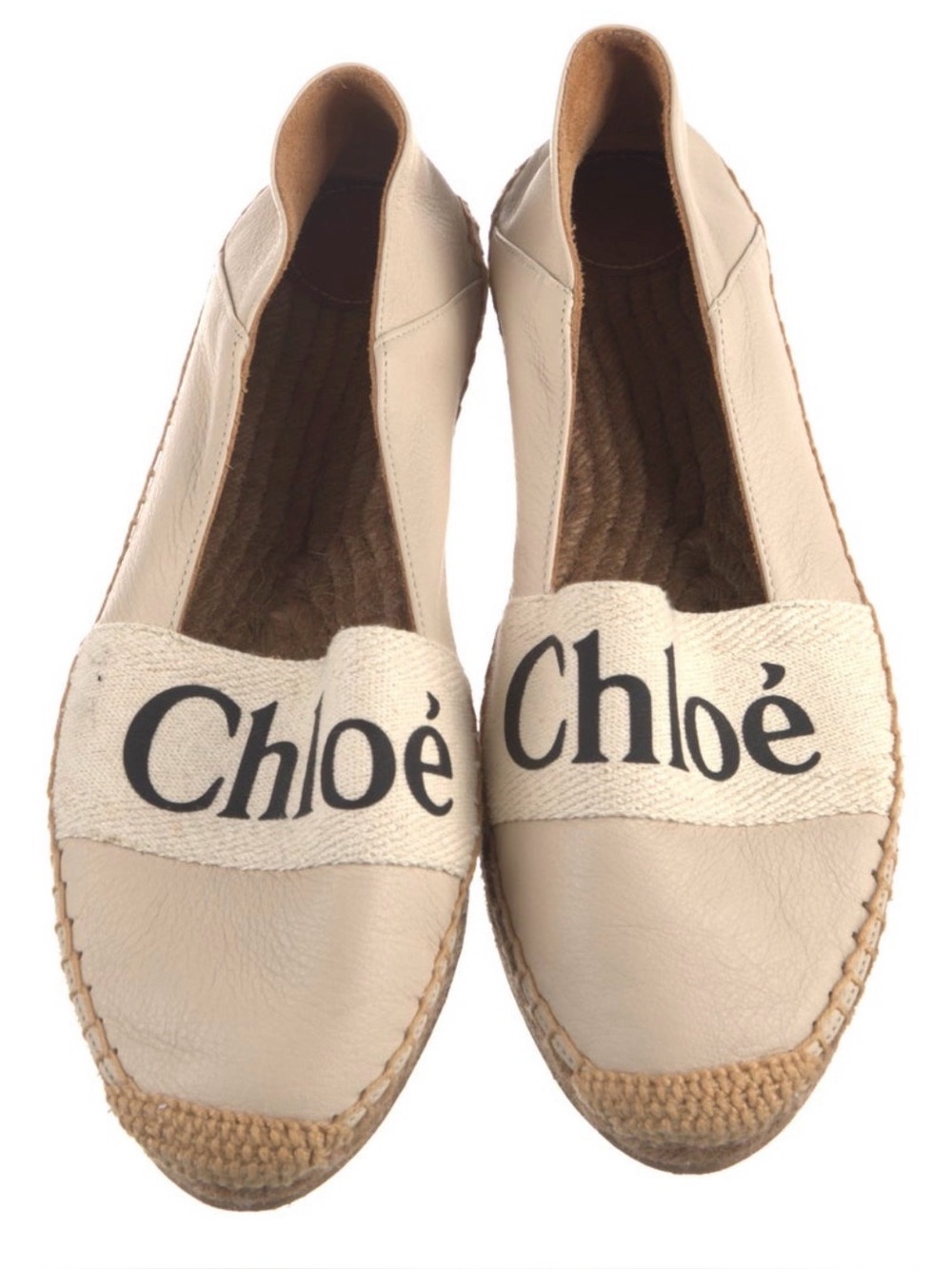 Chloe woody flat‎ leather & canvas espadrilles